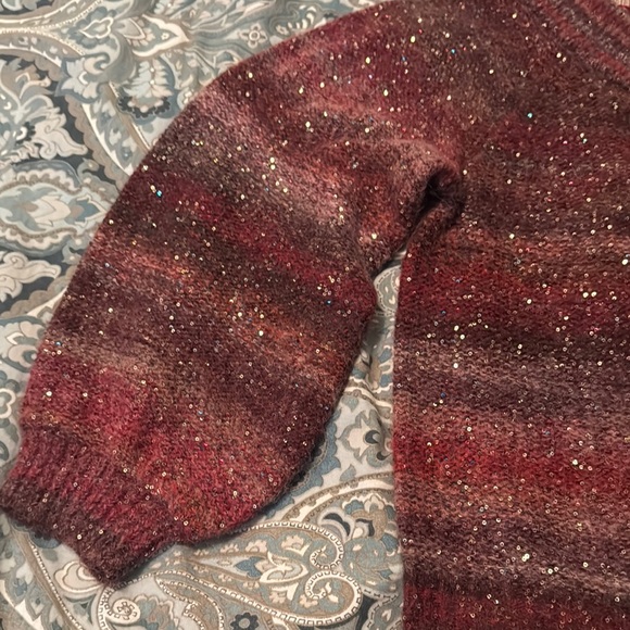 Banana Republic Pink and Red V-Neck Sweater with Sparkle - Picture 5 of 6